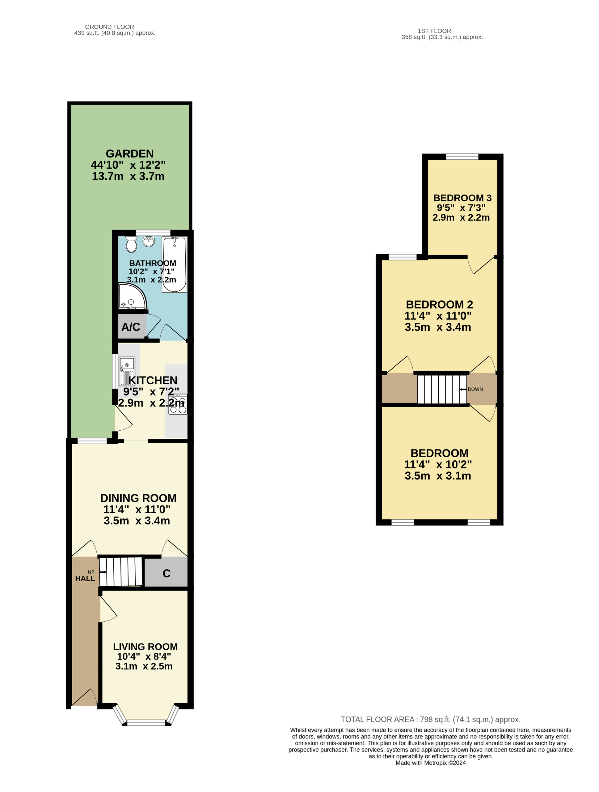 2 bed terraced house for sale in Vicarage Road, Croydon - Property floorplan