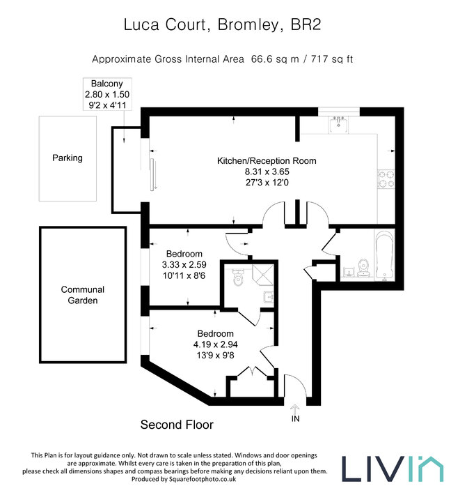 2 bed apartment for sale in Luca Court, Bromley - Property floorplan