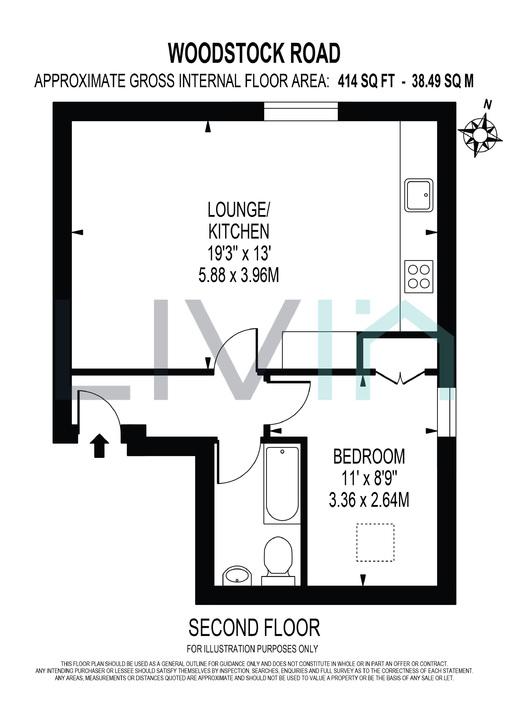 1 bed apartment for sale in Woodstock Road, Croydon - Property floorplan