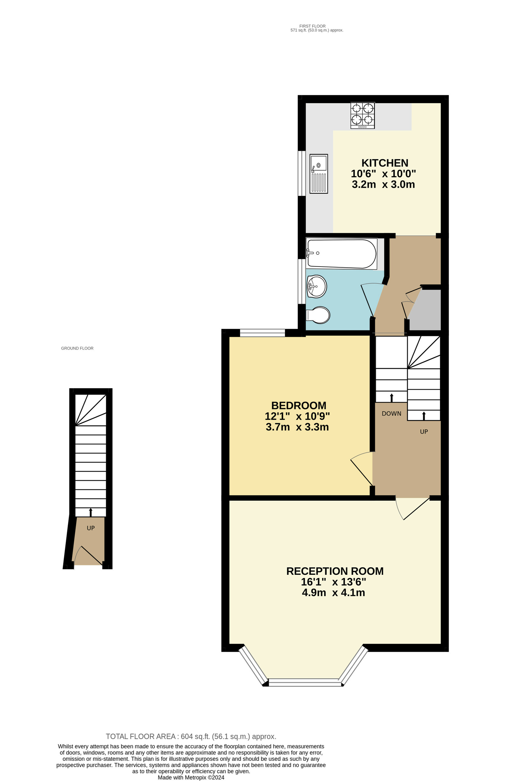 1 bed apartment for sale in Davidson Road, Croydon - Property floorplan