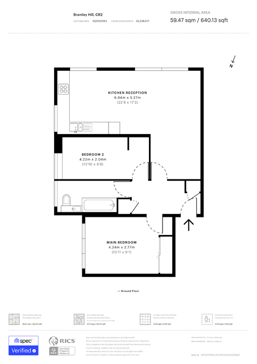 2 bed apartment to rent in Bramley Hill, South Croydon - Property floorplan