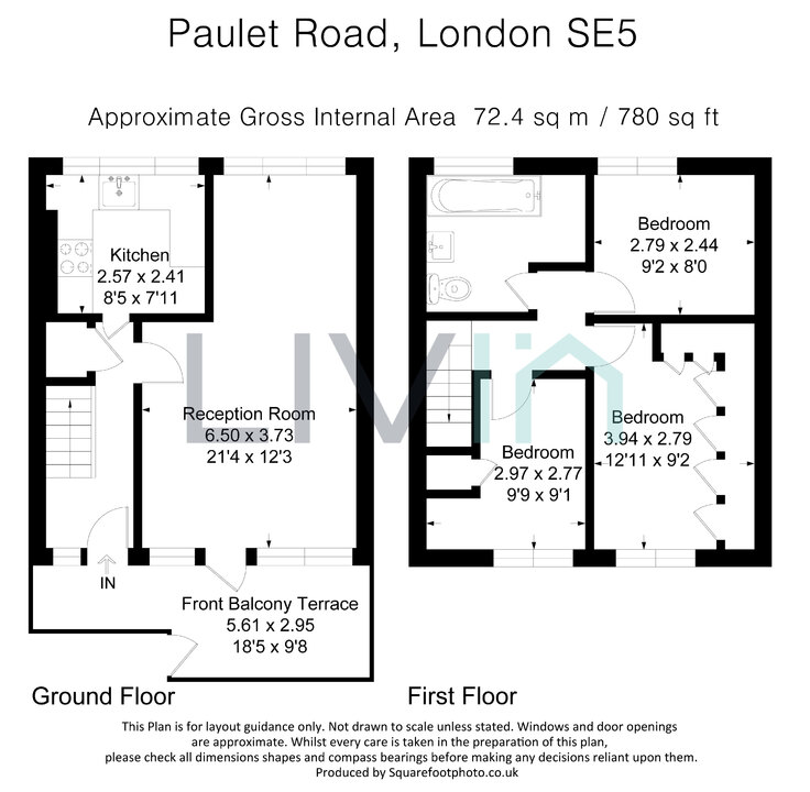 3 bed maisonette for sale in Paulet Road, London - Property floorplan