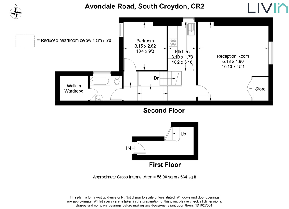 1 bed apartment for sale in Avondale Road, South Croydon - Property floorplan