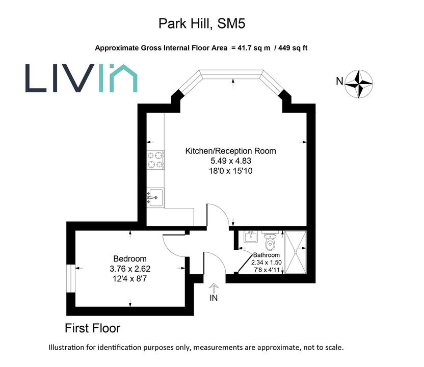 1 bed apartment for sale in Park Hill, Carshalton - Property floorplan