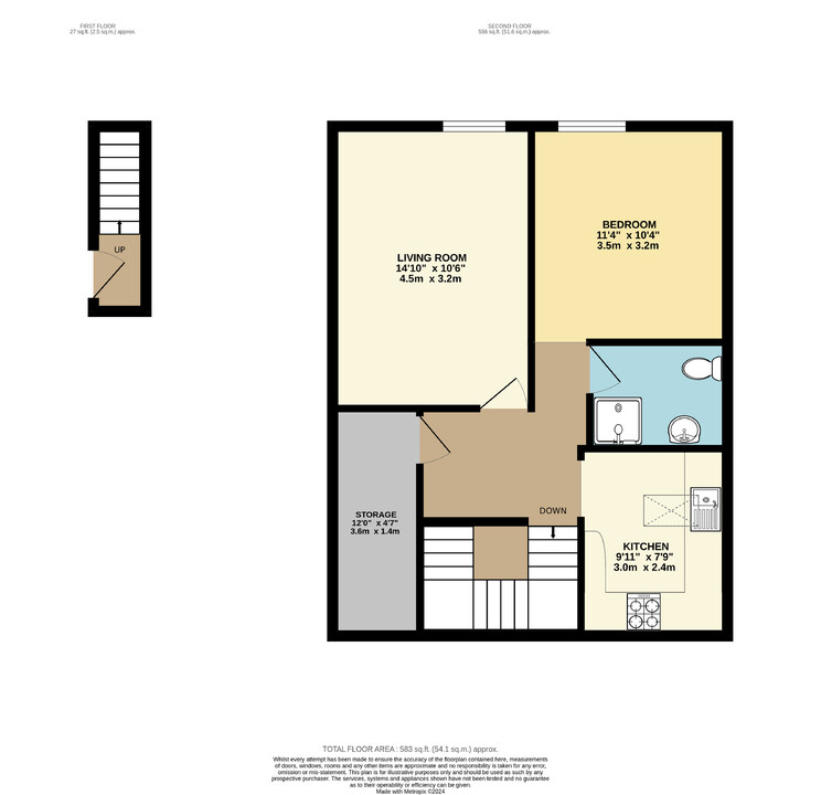 1 bed apartment for sale in Warham Road, South Croydon - Property floorplan