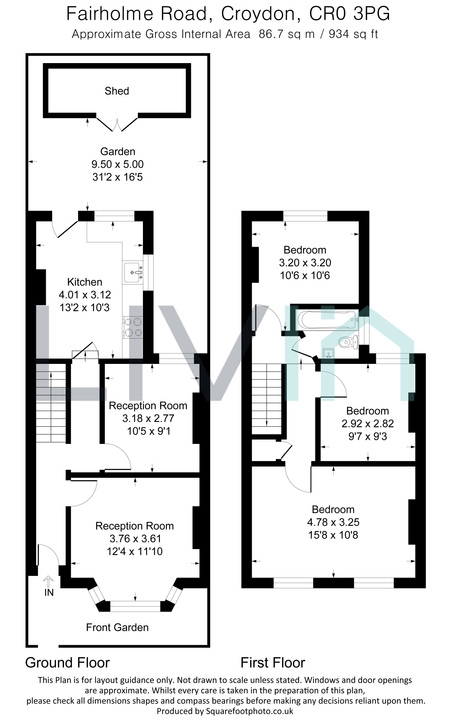 3 bed terraced house for sale in Fairholme Road, Croydon - Property floorplan