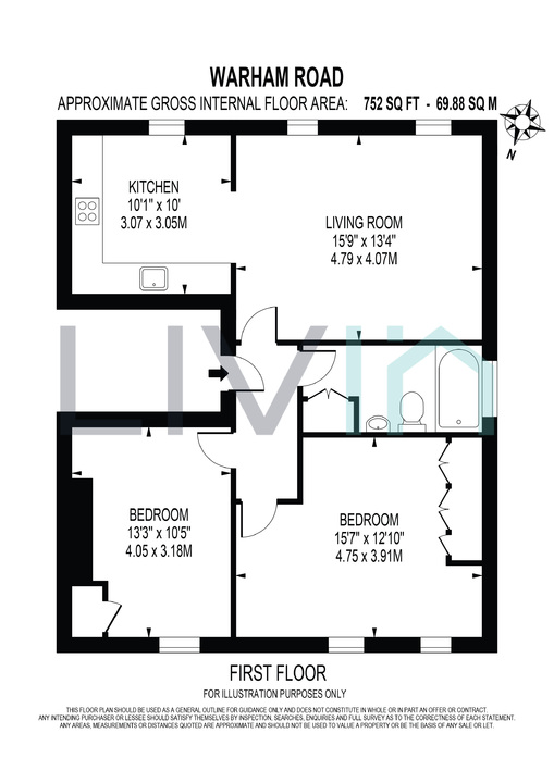 2 bed apartment for sale in Warham Road, Croydon - Property floorplan