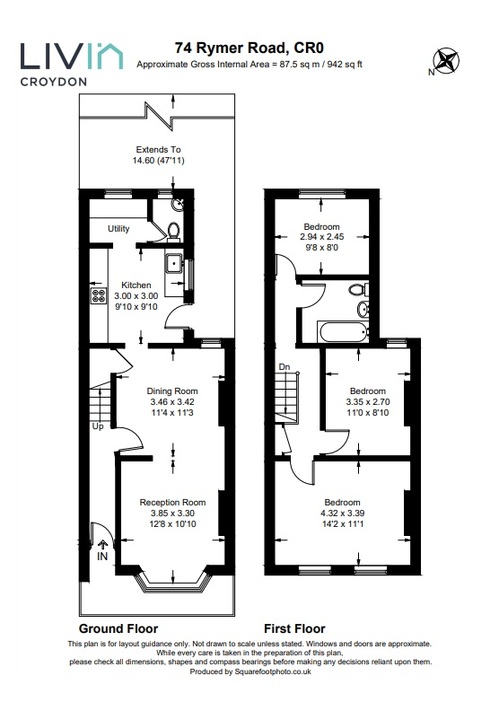 3 bed end of terrace house for sale in Rymer Road, Croydon - Property floorplan