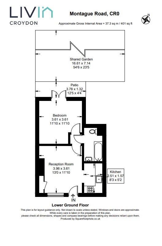 1 bed apartment to rent in Montague Road, Croydon - Property floorplan