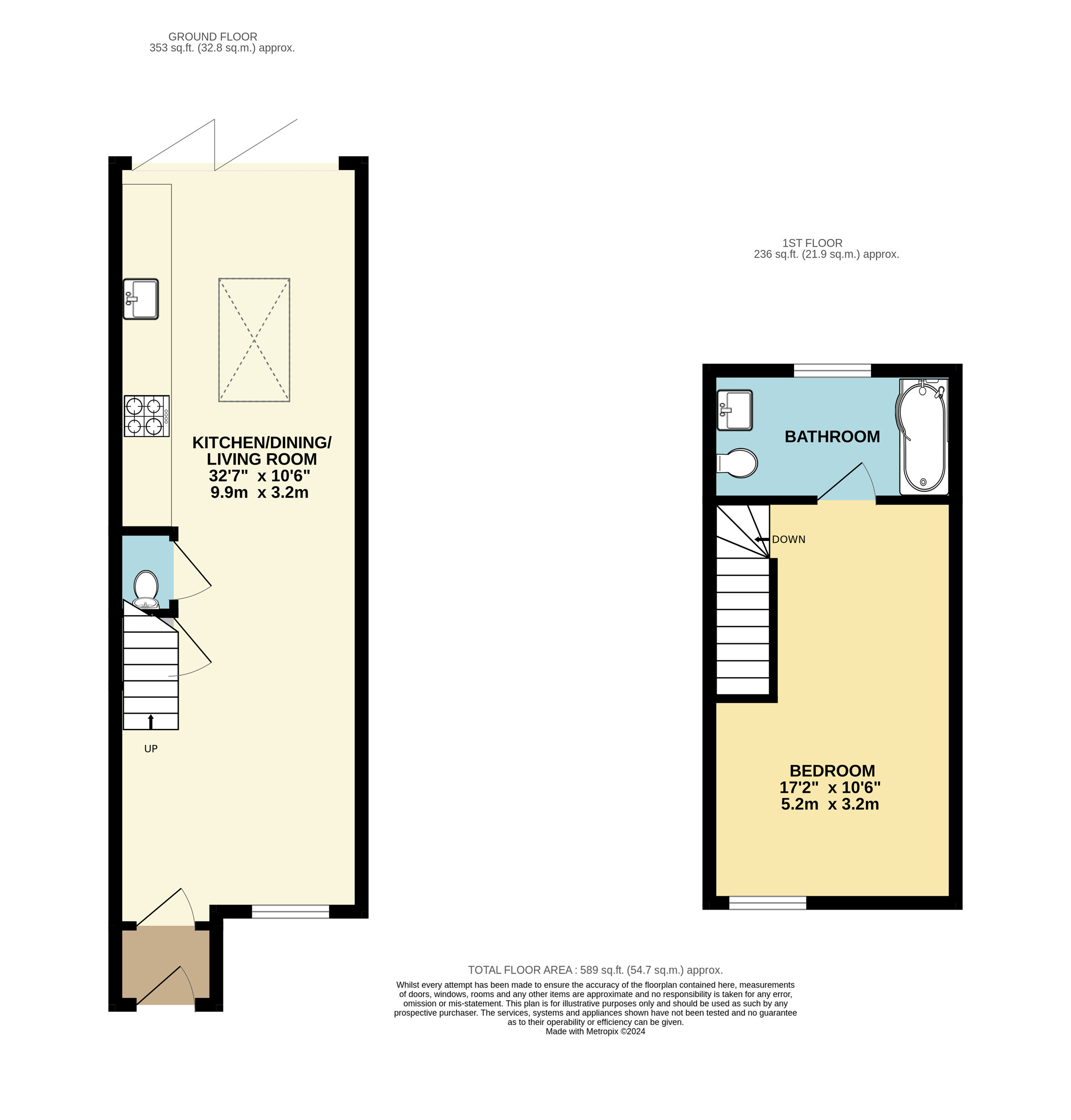 1 bed terraced house to rent in Lamberts Place, Croydon - Property floorplan