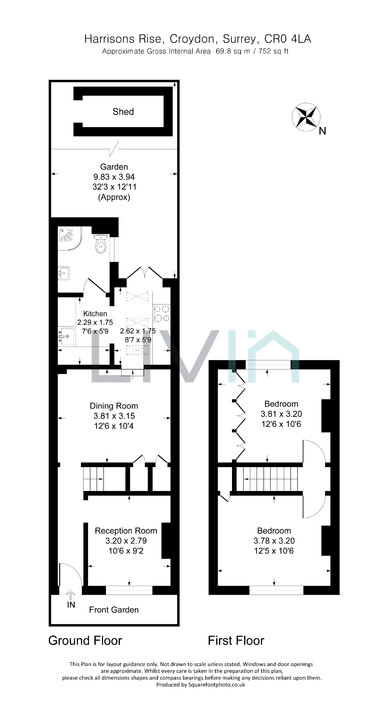 2 bed house for sale in Harrisons Rise, Croydon - Property floorplan