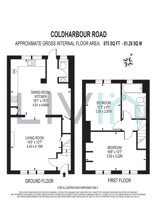 2 bed terraced house to rent in Coldharbour Road, Croydon - Property floorplan