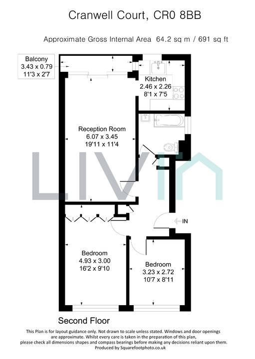 2 bed apartment for sale in Wickham Road, Croydon - Property floorplan