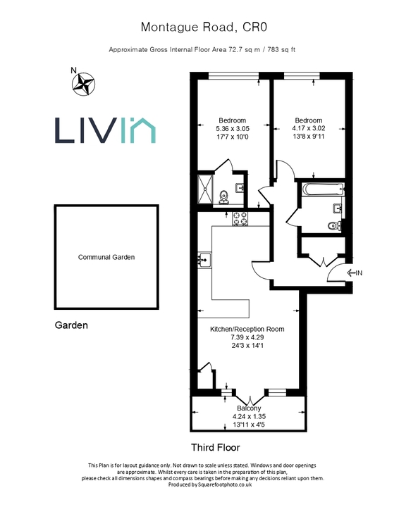 2 bed apartment for sale in Montague Road, Croydon - Property floorplan