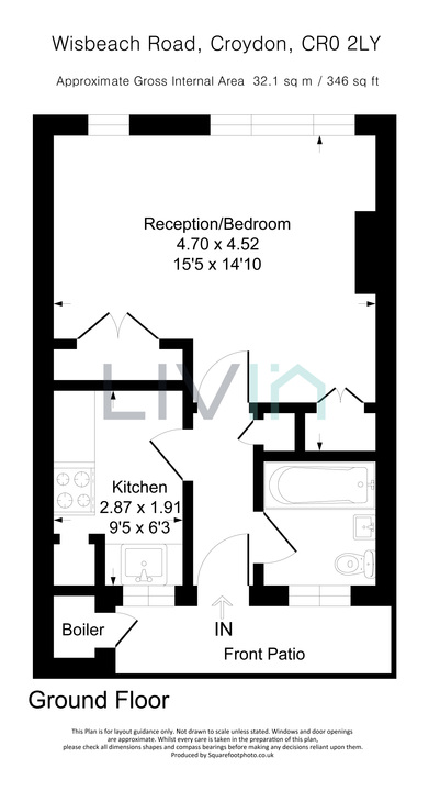 Studio flat for sale in Wisbeach Road, Croydon - Property floorplan