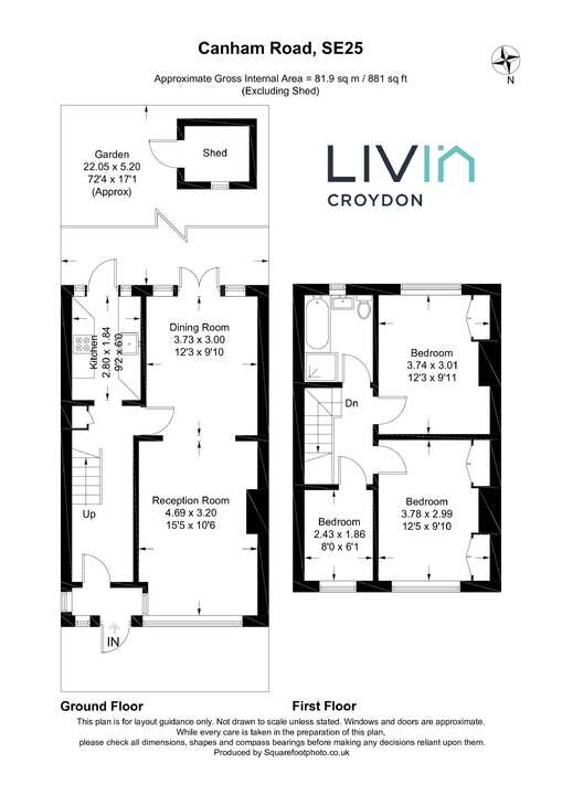 3 bed terraced house for sale in Canham Road, South Norwood - Property floorplan