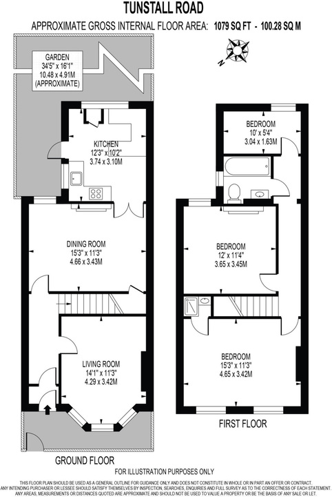 3 bed end of terrace house for sale in Tunstall Road, Croydon - Property floorplan