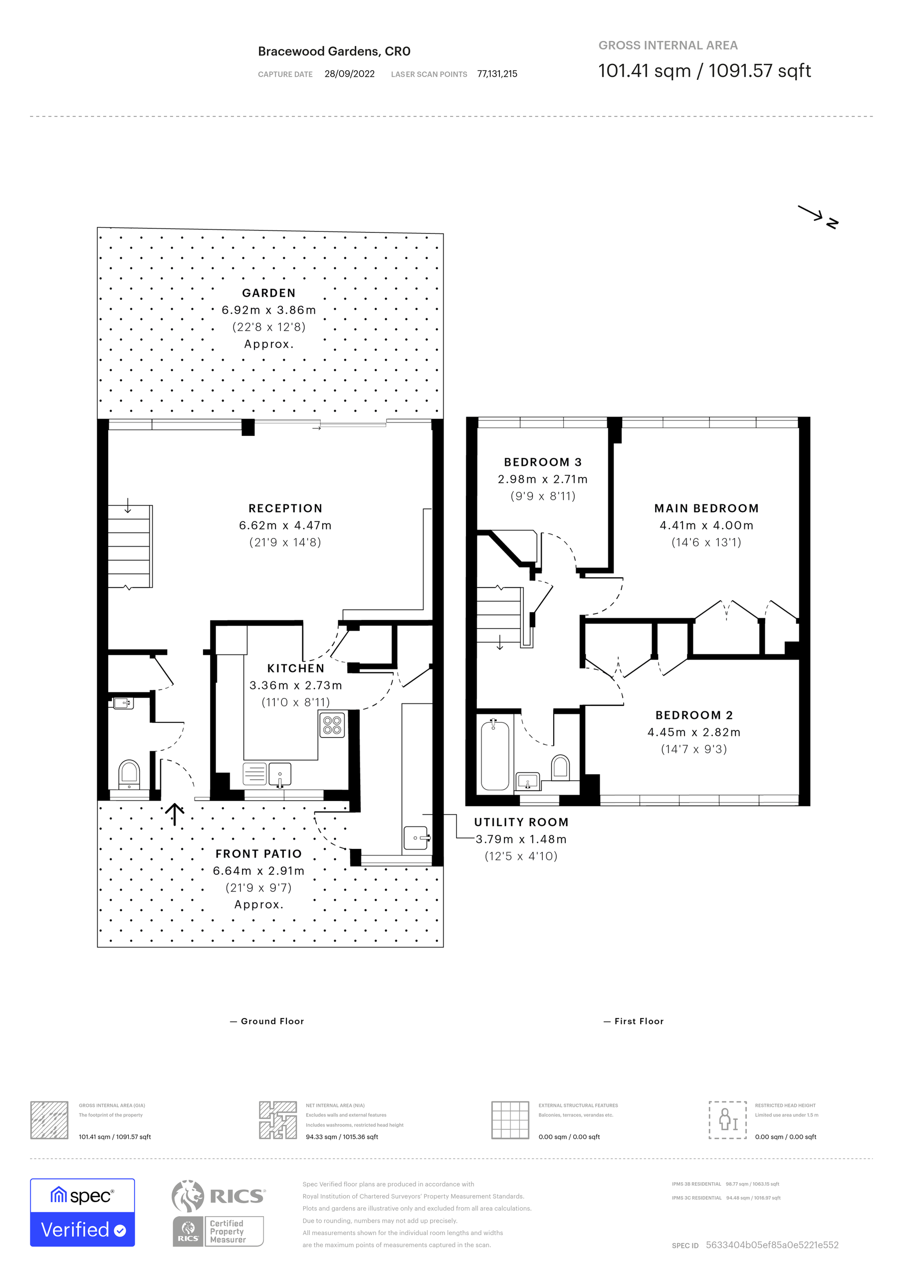 3 bed terraced house to rent in Bracewood Gardens, Croydon - Property floorplan