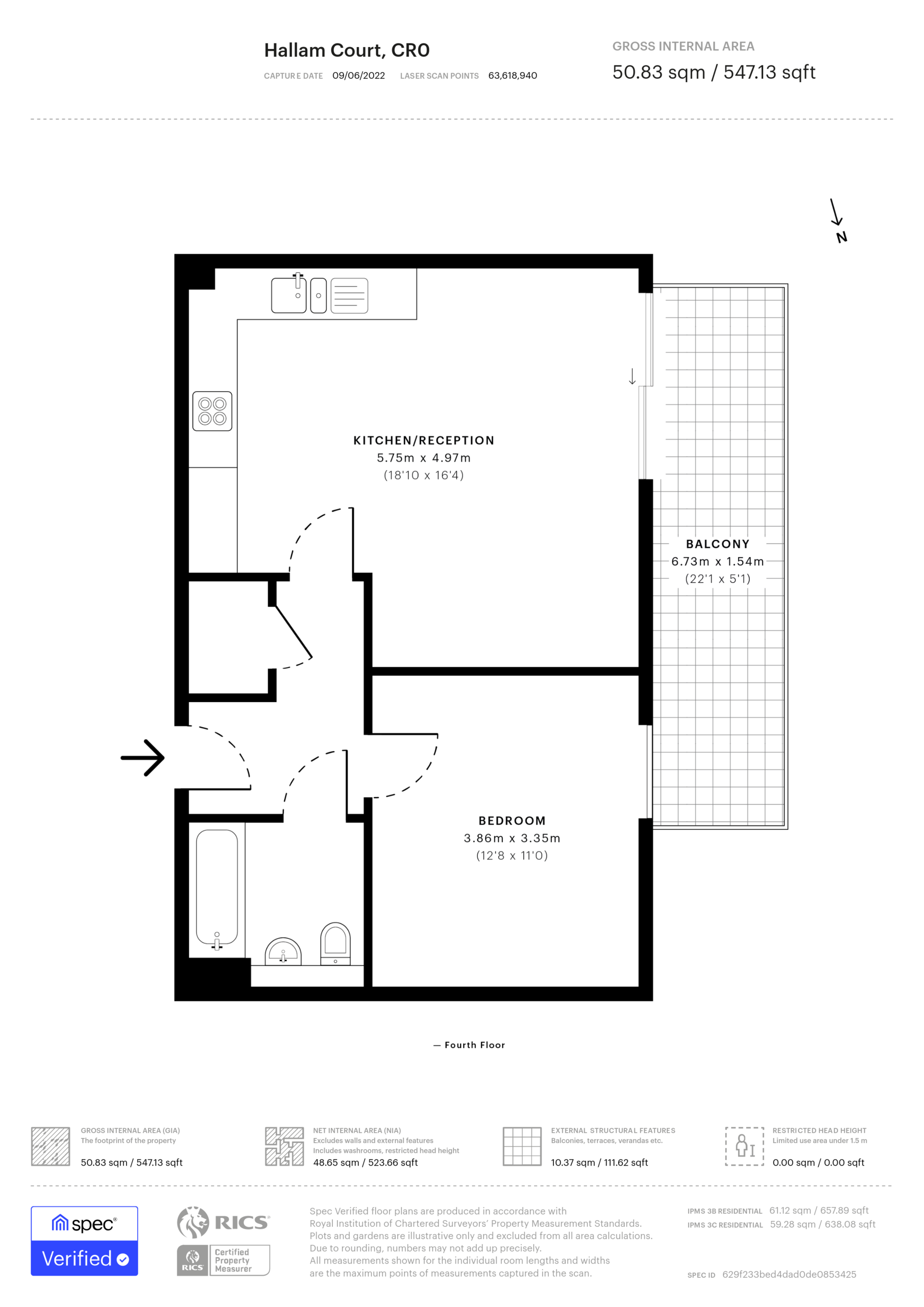1 bed apartment to rent in Hallam Court, Croydon - Property floorplan