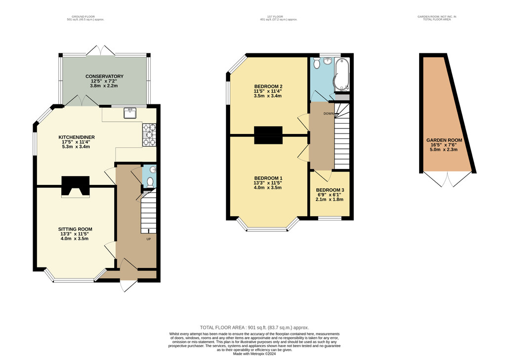 3 bed end of terrace house for sale in Northway Road, Croydon - Property floorplan