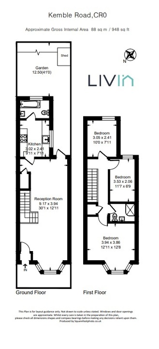 3 bed terraced house for sale in Kemble Road, Croydon - Property floorplan