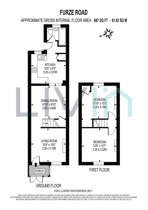 2 bed terraced house to rent in Furze Road, Thornton Heath - Property floorplan