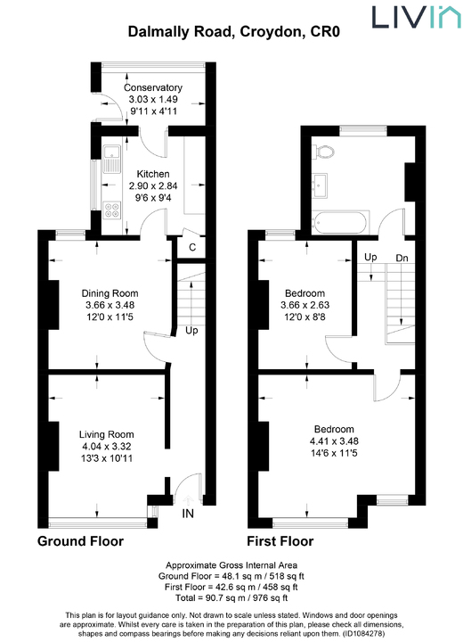 2 bed terraced house for sale in Dalmally Road, Croydon - Property floorplan