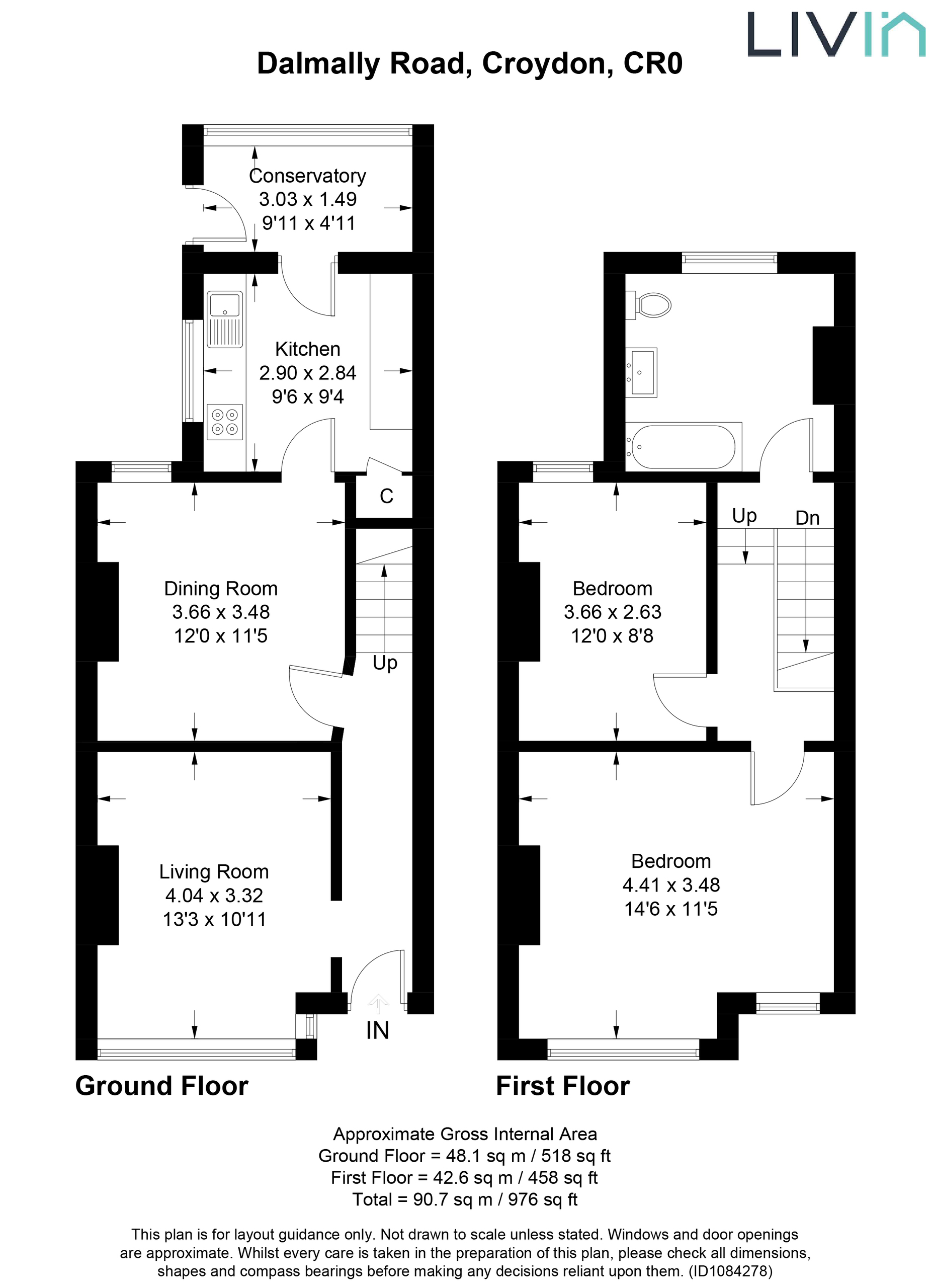 2 bed terraced house for sale in Dalmally Road, Croydon - Property floorplan