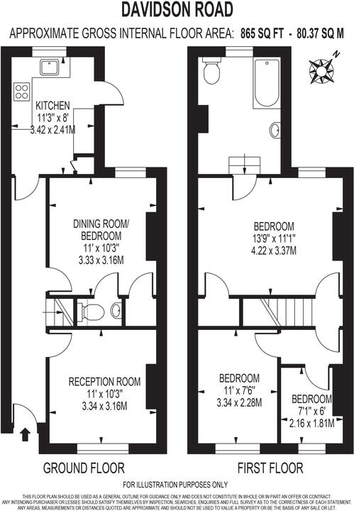 3 bed terraced house for sale in Davidson Road, Croydon - Property floorplan