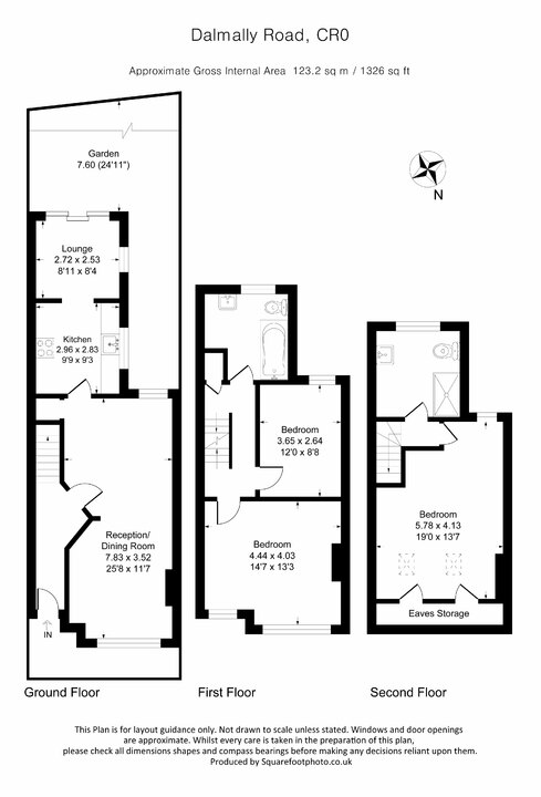 3 bed terraced house for sale in Dalmally Road, Croydon - Property floorplan