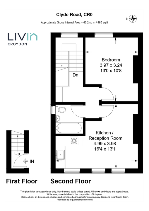 1 bed apartment to rent in Clyde Road, Croydon - Property floorplan