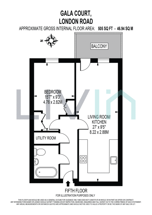 1 bed apartment for sale in London Road, Thornton Heath - Property floorplan