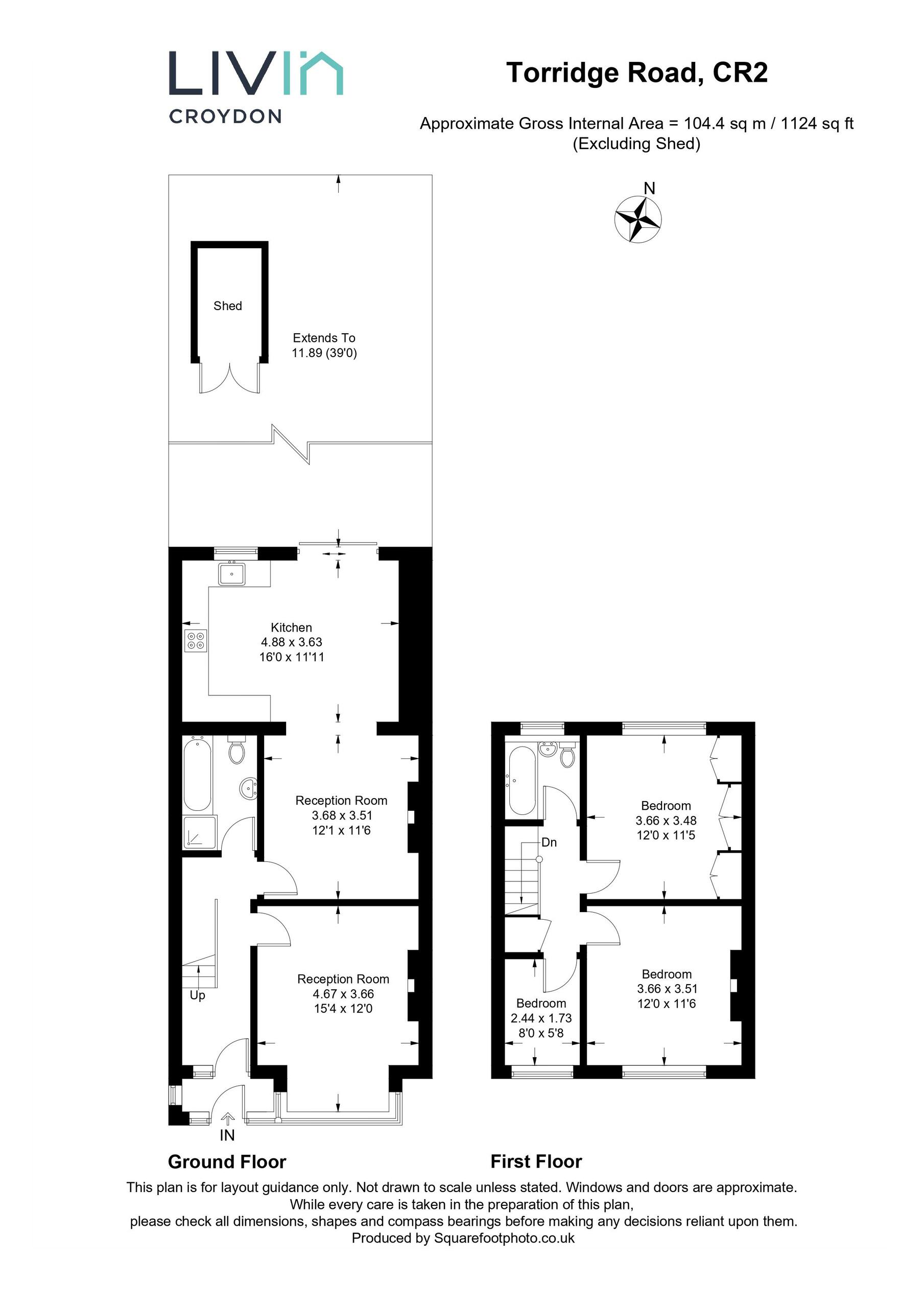 3 bed terraced house for sale in Torridge Road, Thornton Heath - Property floorplan