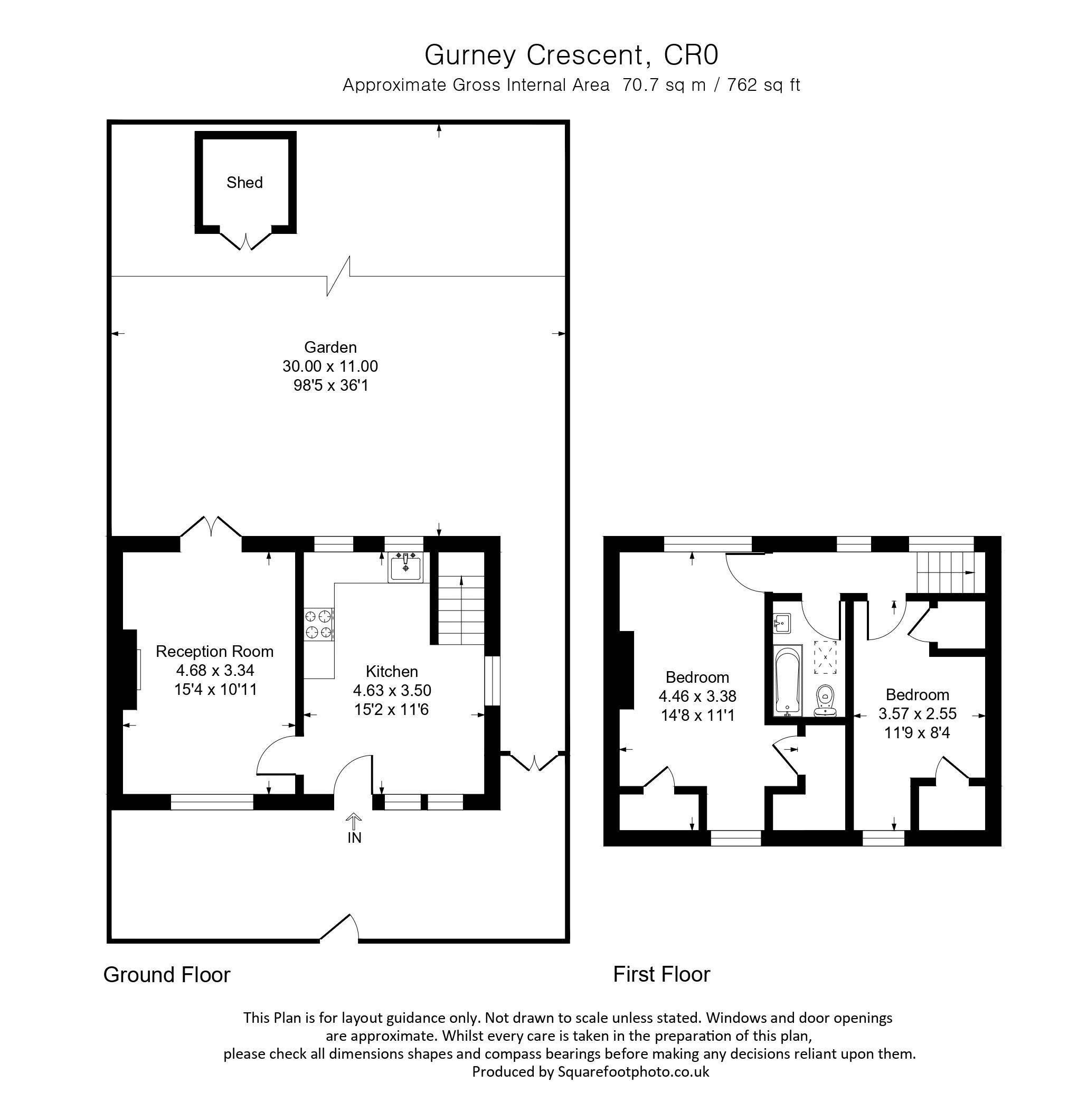 2 bed end of terrace house for sale in Gurney Crescent, Croydon - Property floorplan