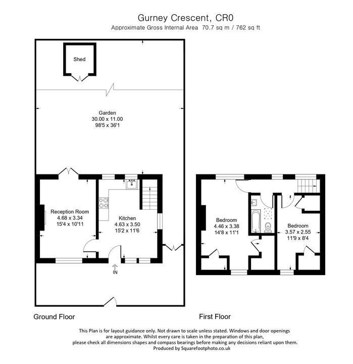 2 bed end of terrace house for sale in Gurney Crescent, Croydon - Property floorplan