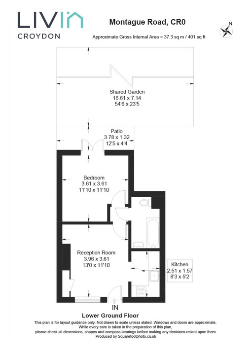 1 bed apartment for sale in Montague Road, Croydon - Property floorplan