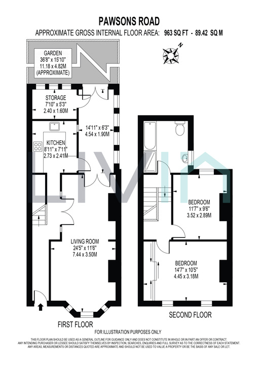 2 bed terraced house for sale in Pawsons Road, Croydon - Property floorplan