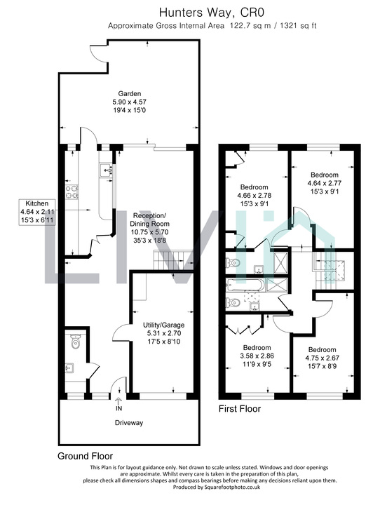 4 bed terraced house for sale in Hunters Way, Croydon - Property floorplan