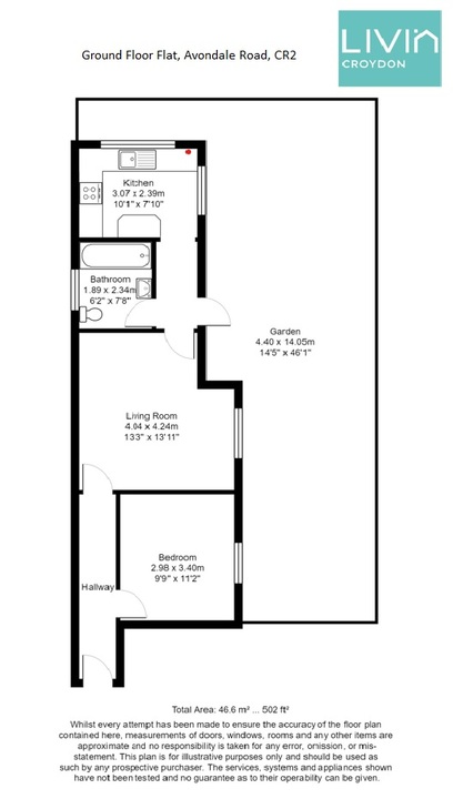 1 bed apartment for sale in Avondale Road, South Croydon - Property floorplan