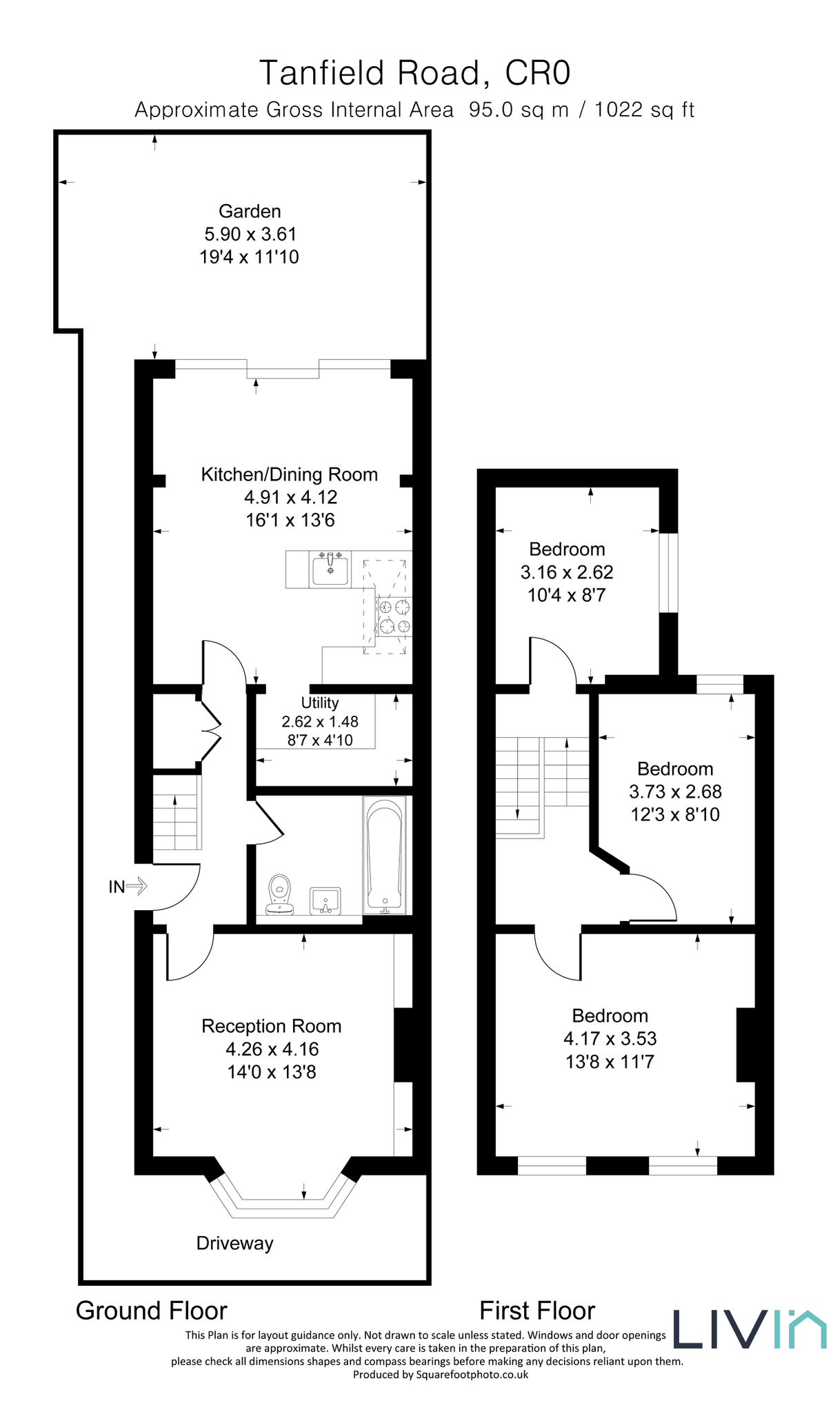 3 bed end of terrace house for sale in Tanfield Road, Croydon - Property floorplan