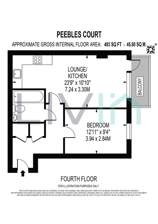 1 bed apartment for sale in Peebles Court, Croydon - Property floorplan