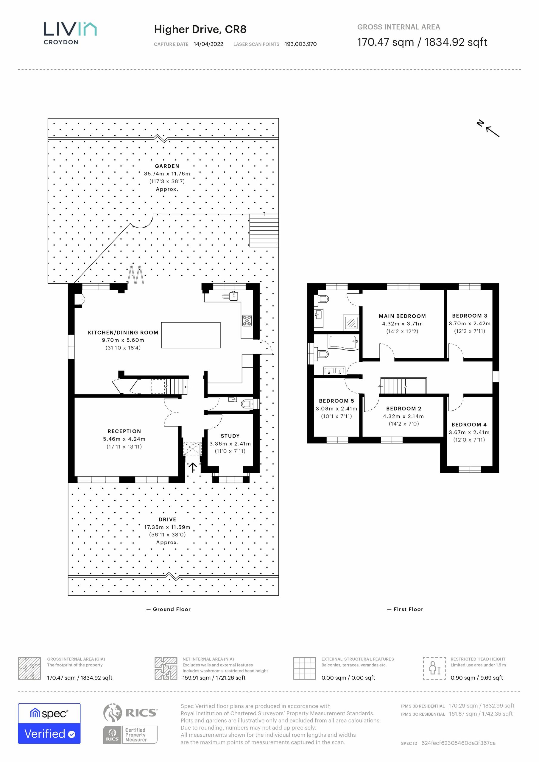 5 bed detached house for sale, Purley - Property floorplan