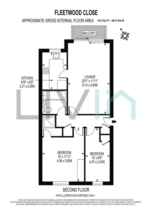 2 bed apartment for sale in Fleetwood Close, Croydon - Property floorplan