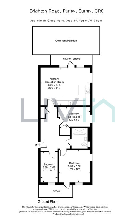 3 bed apartment for sale in Brighton Road, Purley - Property floorplan