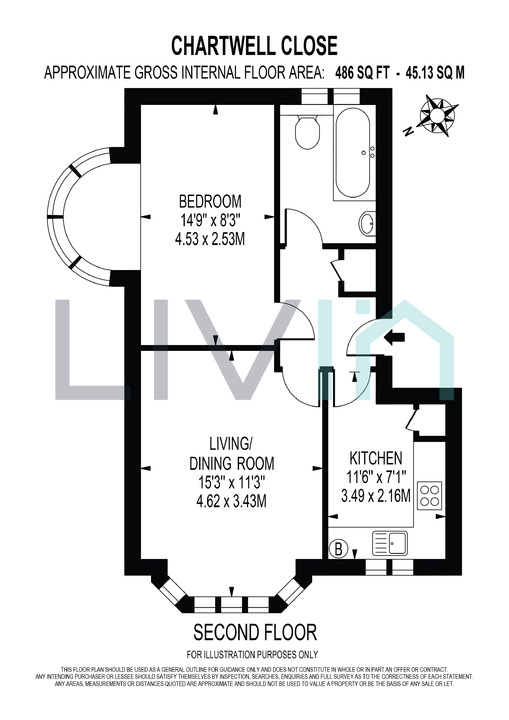 1 bed apartment for sale in Chartwell Close, Croydon - Property floorplan