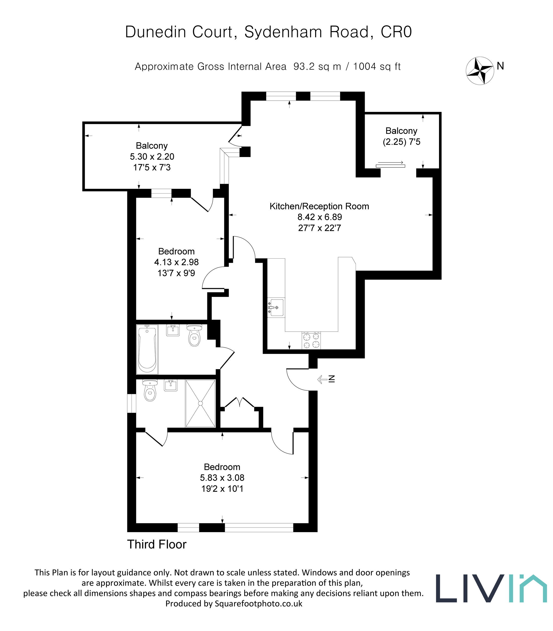 2 bed apartment for sale in Dunedin Court, Croydon - Property floorplan