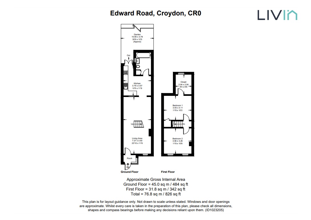 2 bed terraced house for sale in Edward Road, Croydon - Property floorplan