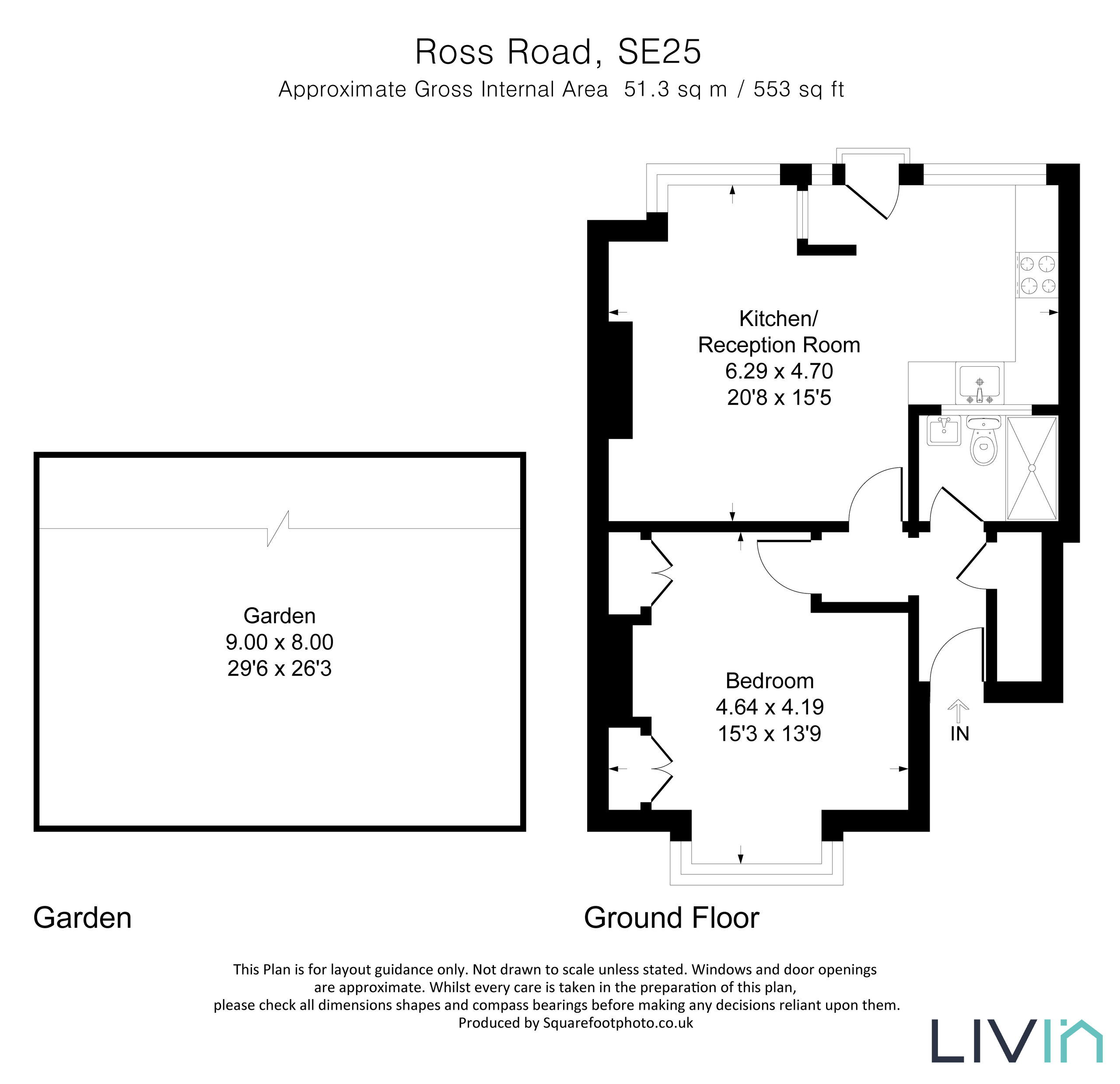 1 bed apartment for sale in Ross Road, South Norwood - Property floorplan