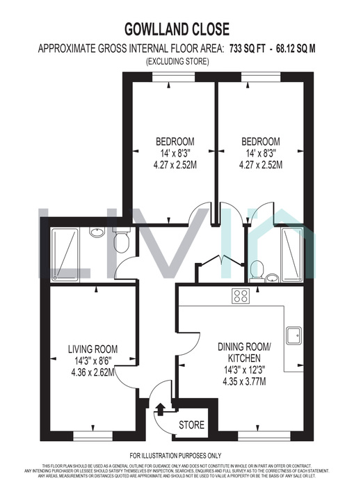 2 bed maisonette for sale in Gowlland Close, Croydon - Property floorplan