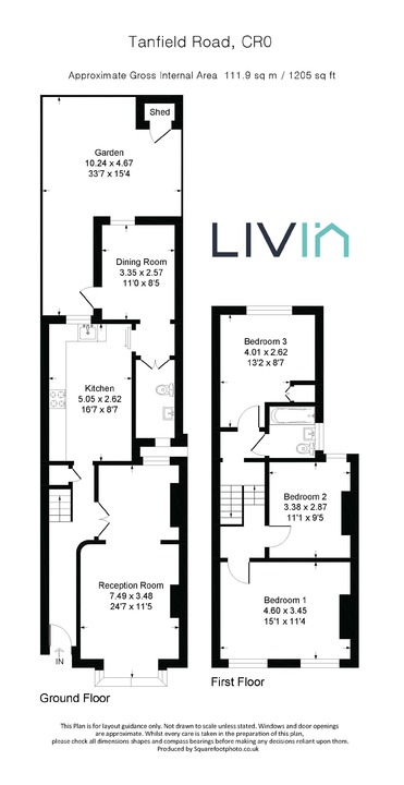 3 bed terraced house for sale in Tanfield Road, Croydon - Property floorplan